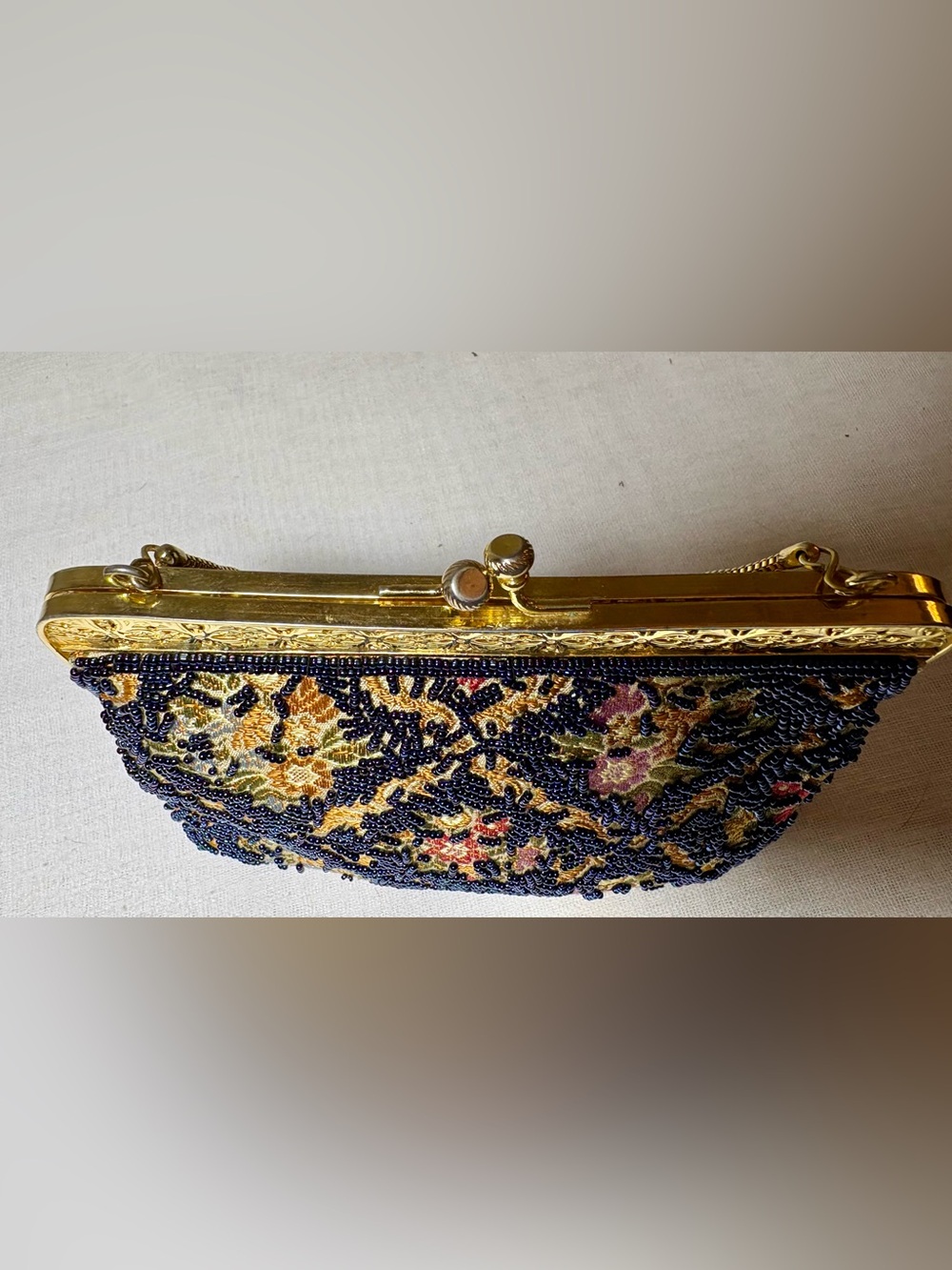 Vintage Beaded Evening Mini Bag Tapestry Clutch Old Hollywood Purse Rare - Picture 9 of 11